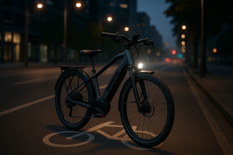 Trek Allant+ 도심 커뮤터 주행 컷(랙/펜더/라이트)