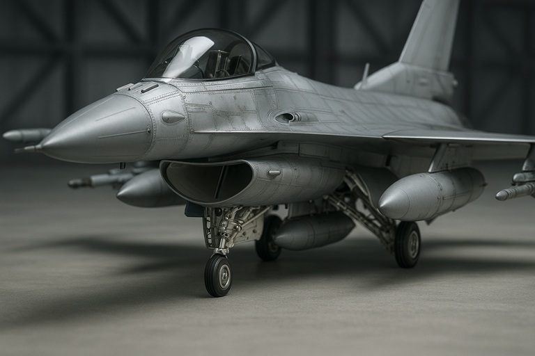 1/48 F-16 스타일 항공기 디테일 샷(격납고 라이팅)