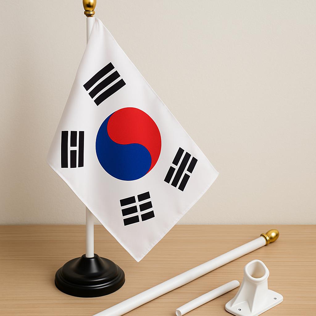가정용 태극기와 깃대 세트 배치 예