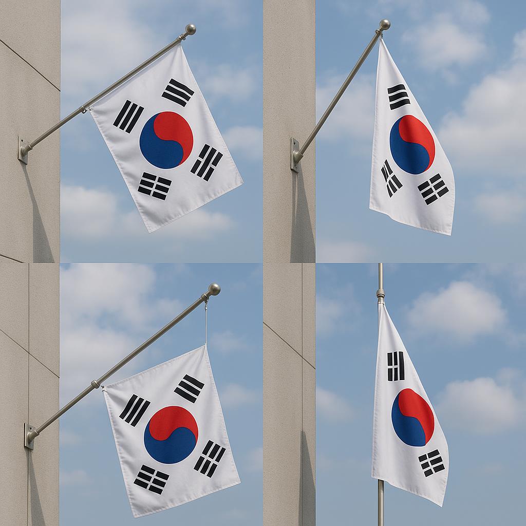 게양 방향(가로/세로)과 조기 위치 도해
